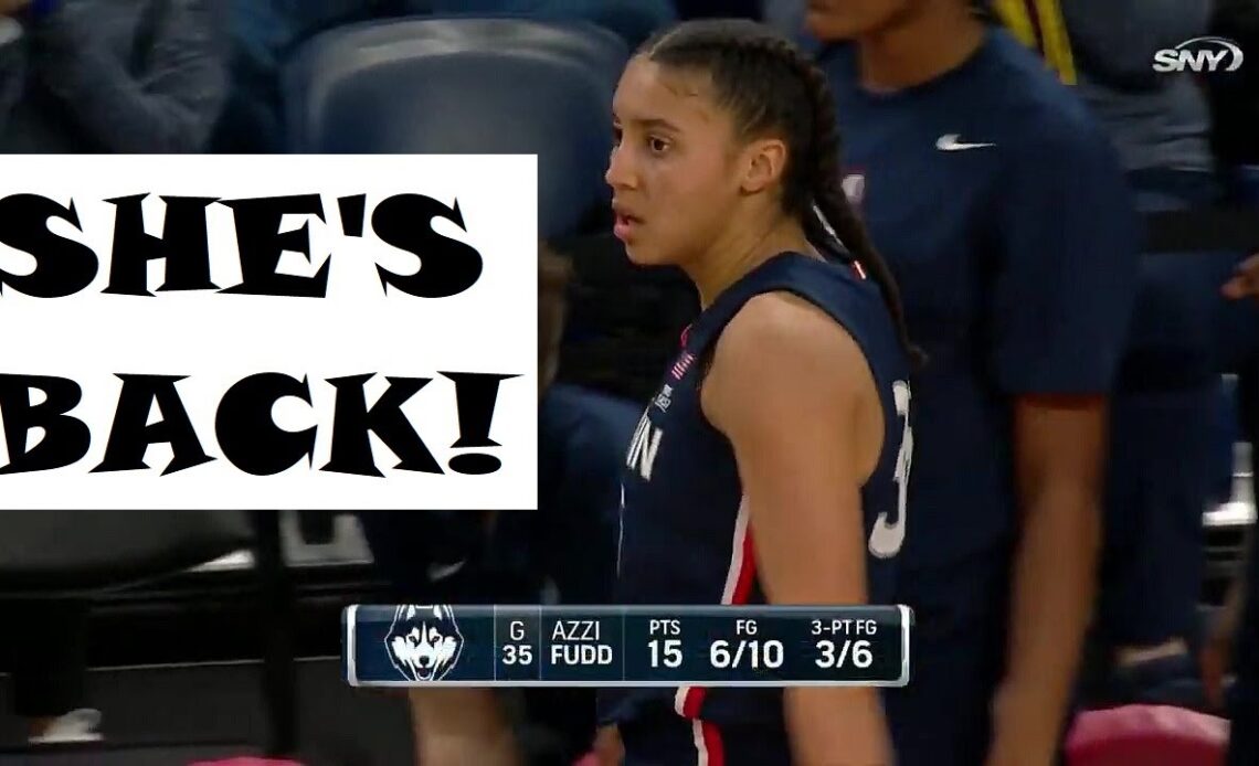 Azzi Fudd RETURNS After Missing 12 GAMES, Helps #10 UConn Huskies Win 167th STRAIGHT Conference Game