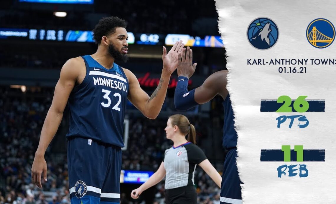 Karl Anthony Towns Drops 26 Point / 11 Rebound Double-Double vs. Warriors | January 16, 2022
