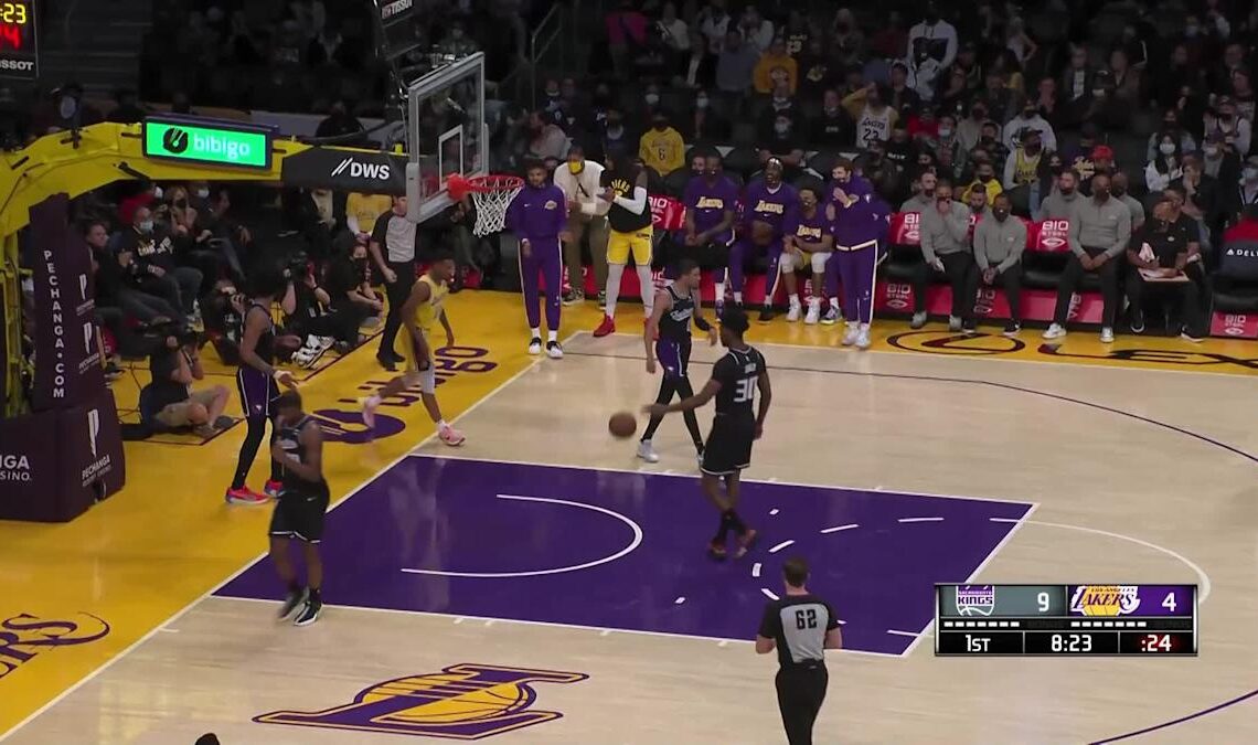 LeBron James with a block vs the Sacramento Kings