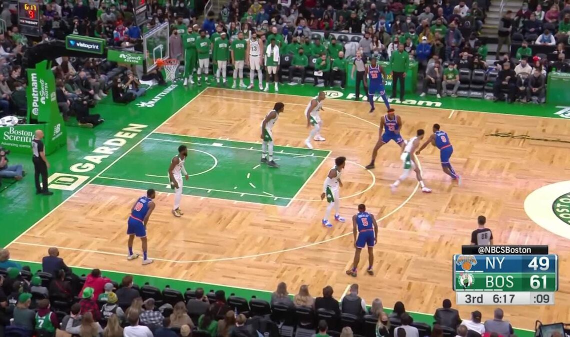 RJ Barrett with an and one vs the Boston Celtics