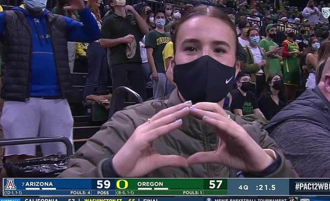 Sabrina Ionescu Interview, Attends #7 Arizona @ Oregon | Says Paopao Puked At Half, Almost IN GAME.