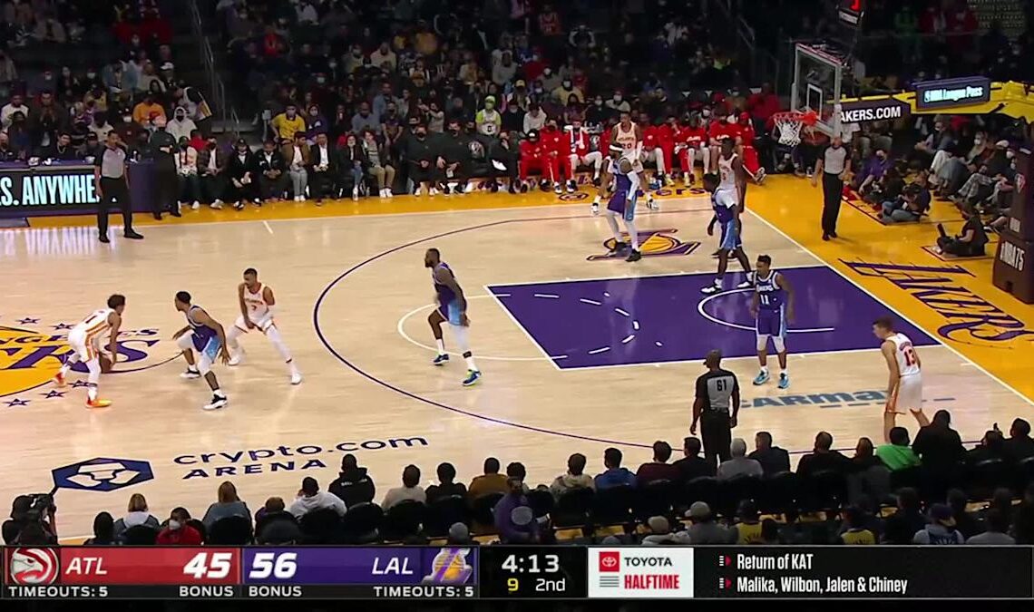 Trae Young with a deep 3 vs the Los Angeles Lakers