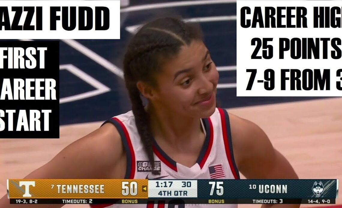 Azzi Fudd EXPLODES For CAREER HIGH 25 Points, Hits 7 THREES In #10 UConn Huskies Win vs #7 Tennessee