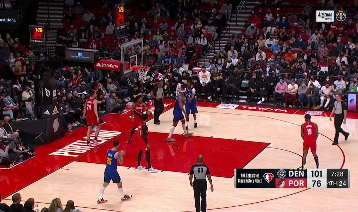 DeMarcus Cousins with an and one vs the Portland Trail Blazers