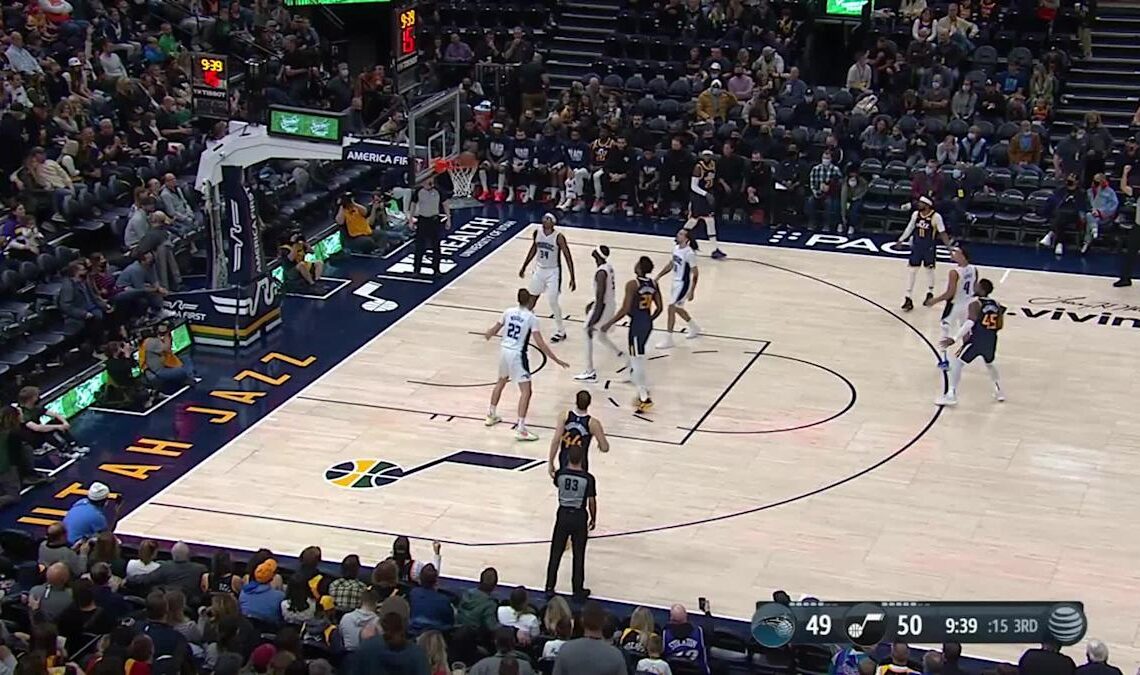 Donovan Mitchell with an and one vs the Orlando Magic