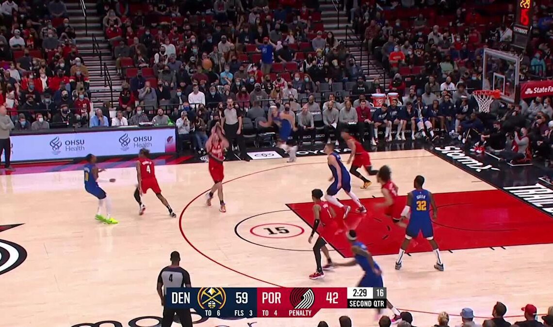 Greg Brown III with an alley oop vs the Denver Nuggets