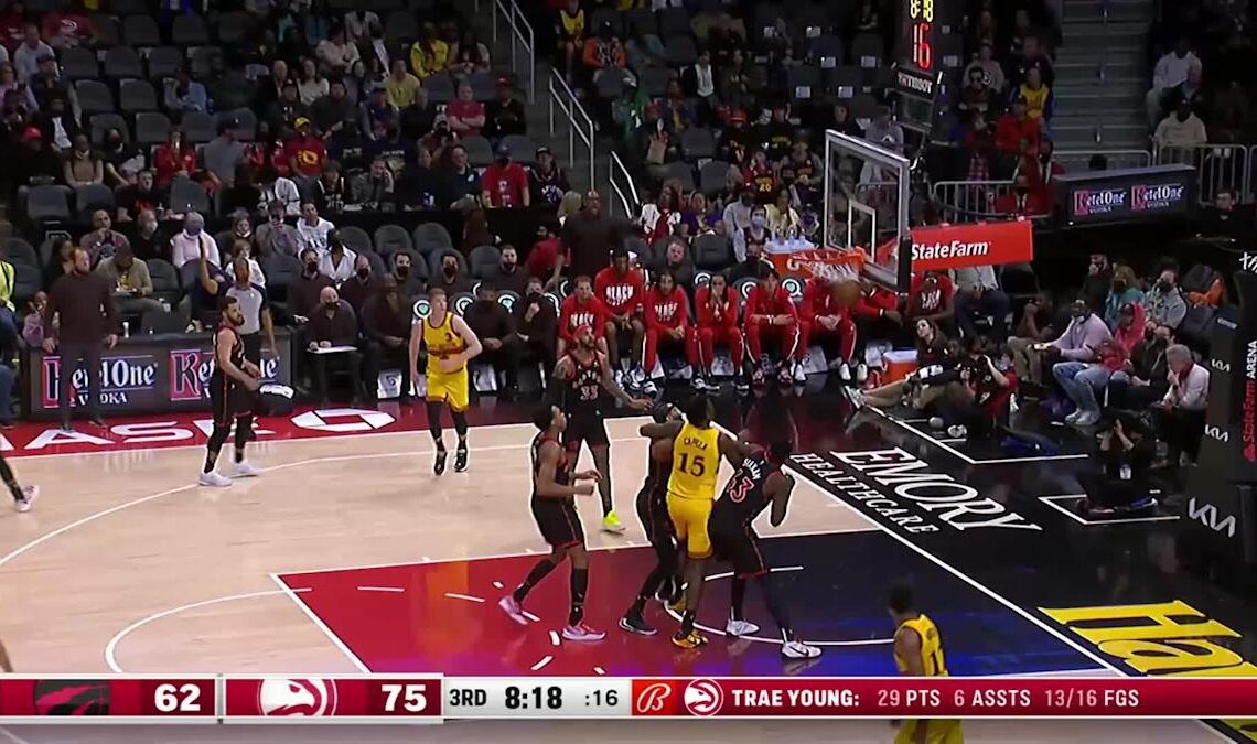 Trae Young with a deep 3 vs the Toronto Raptors