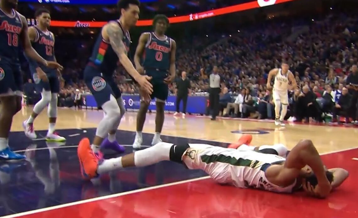 Giannis Antetokounmpo Shakes His Head As Danny Green Bi*tch Punched His Face&Dirtiest Play !