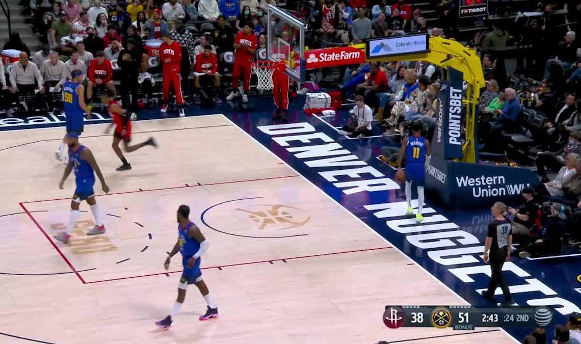 Jalen Green with an alley oop vs the Denver Nuggets