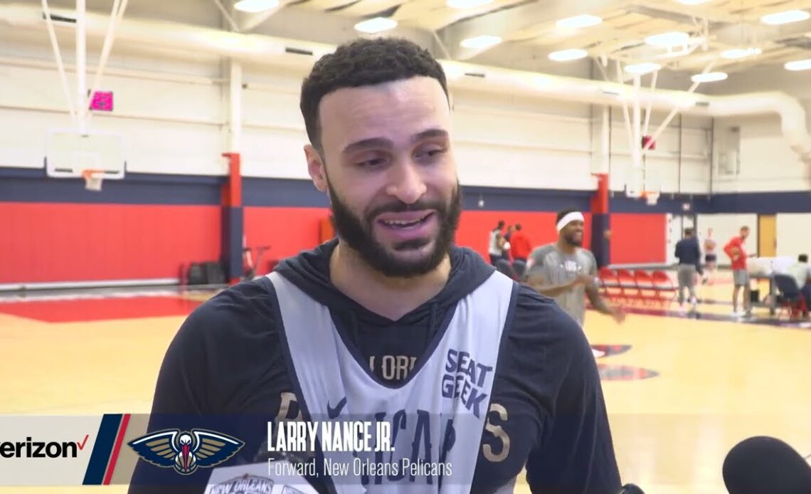 Larry Nance Jr. on Jaxson Hayes "He's a freak" | Pelicans Shootaround 4-7-22