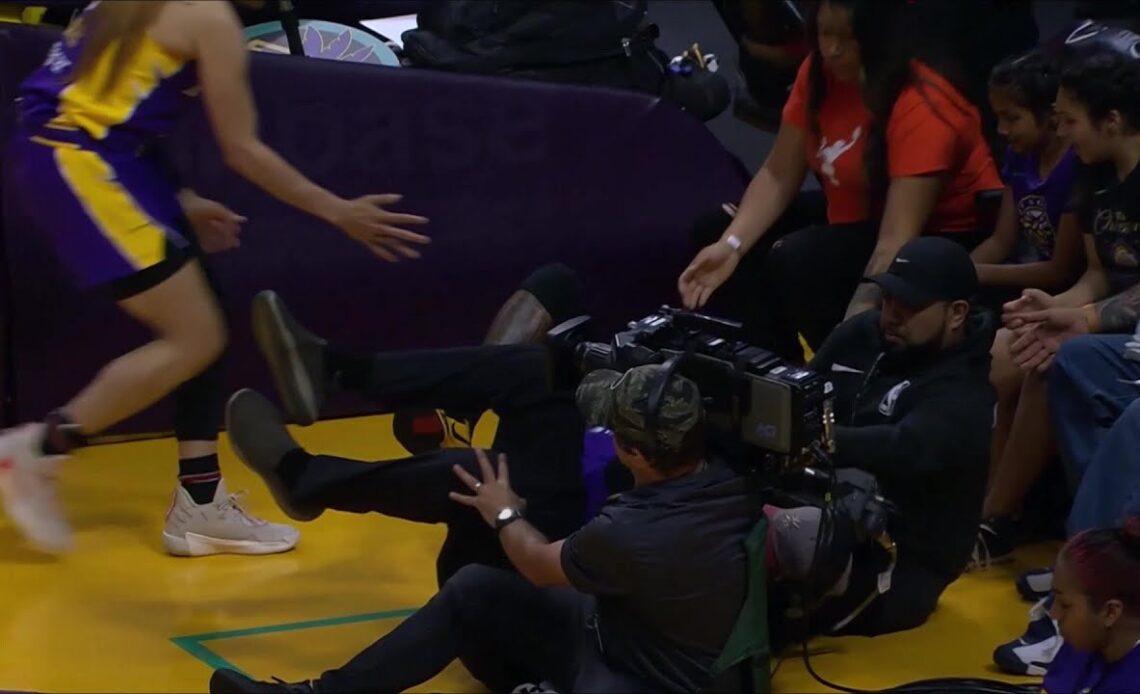 Cameraman TAKEN OUT As Sykes' Kicks Camera After Nasty Fall! | Minnesota Lynx @ L.A. Sparks #WNBA