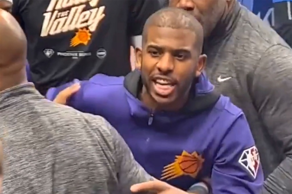 Chris Paul yells at a fan who allegedly harassed his family.
