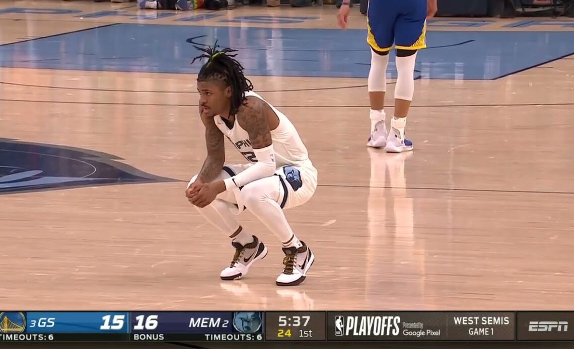 Ja Morant takes a hard fall in Game 1 against Warriors 😬 | NBA on ESPN