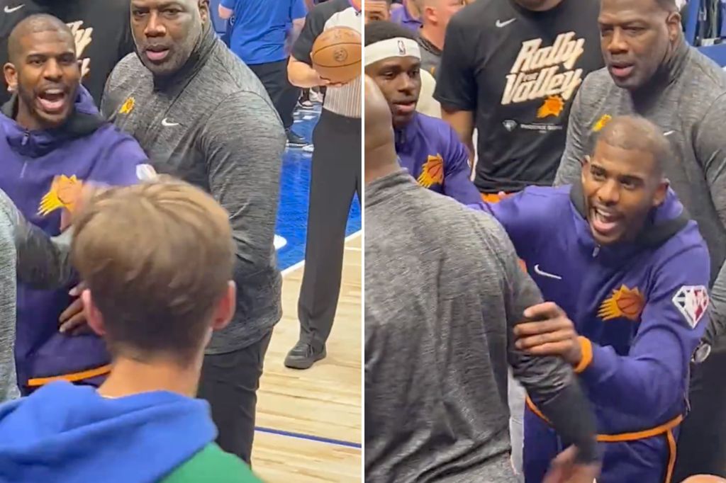 Chris Paul yells at the fan who allegedly pushed his mother