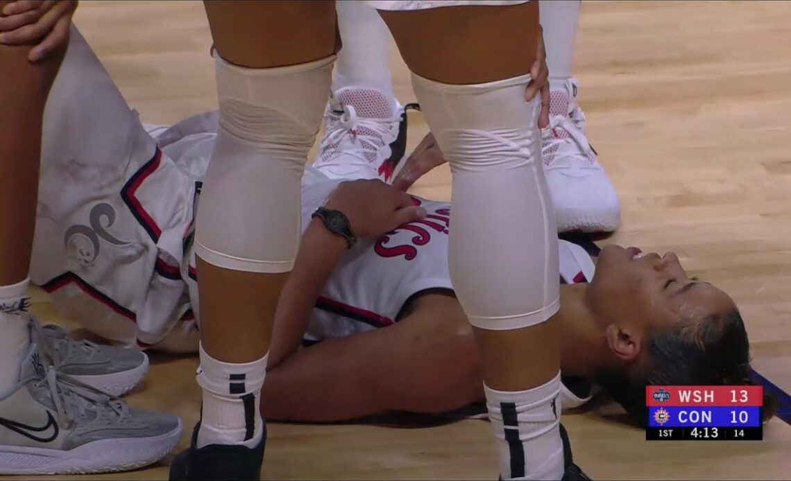 Players Bang Knees In Collision During Washington Mystics vs Connecticut Sun | May 28, 2022 #WNBA