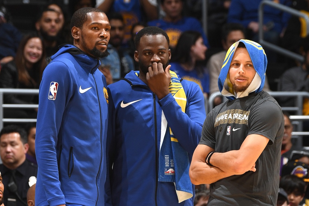 (From left to right) Kevin Durant, Draymond Green and Stephen Curry during the 2019 season
