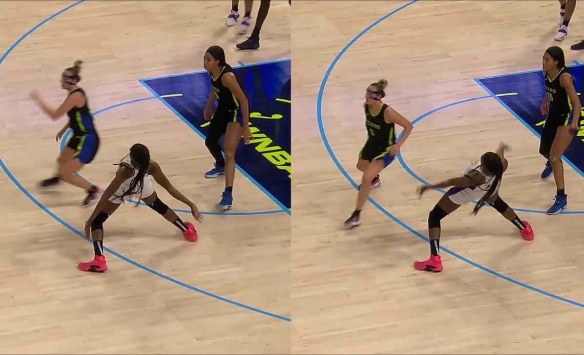 HILARIOUS: Ogwumike Matrix Impression After Flopping Way Too Hard On Minimum Contact From Mabrey