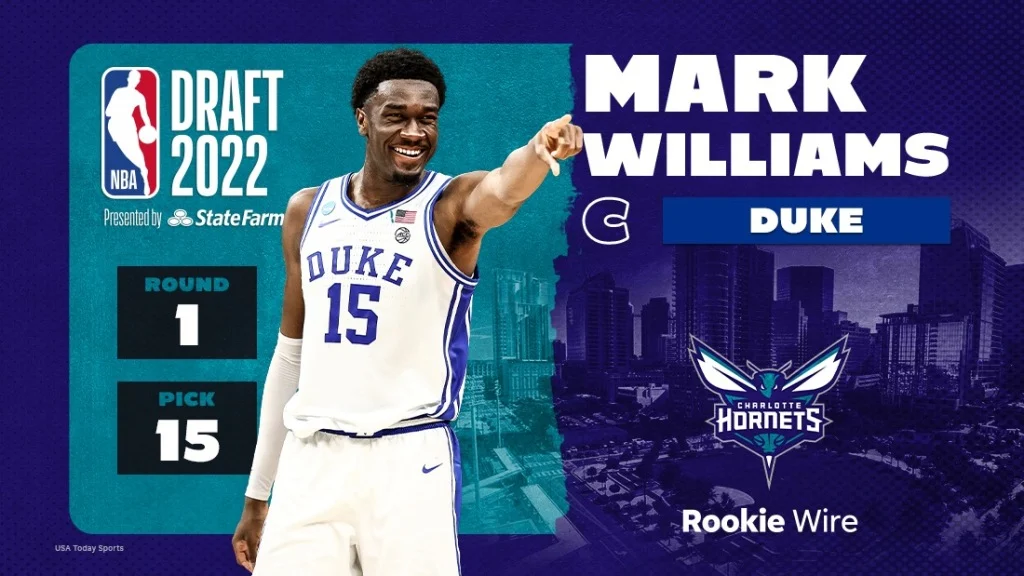 Hornets pick Duke center Mark Williams at No. 15 in the 2022 NBA draft