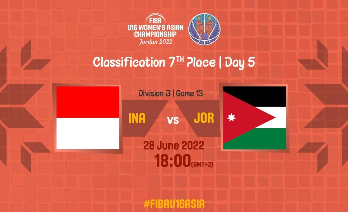 LIVE - Indonesia v Jordan | FIBA U16 Women's Asian Championship 2022 | Division B