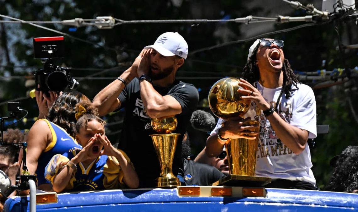 Steph Curry's epic 'night night' mic-drop part of best Warriors parade moments