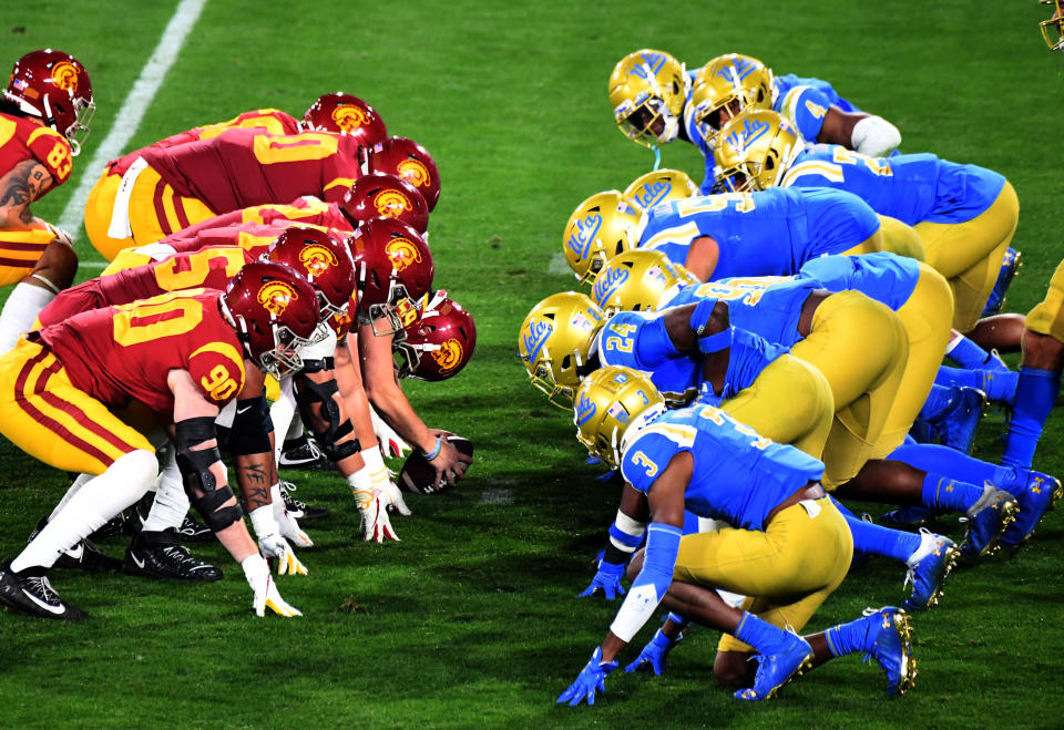 Pasadena, CA - December 12:  USC Trojans v. UCLA Bruins in the second half of a NCAA Football game at the Rose Bowl in Pasadena on Saturday, December 12, 2020. (Photo by Keith Birmingham/MediaNews Group/Pasadena Star-News via Getty Images)