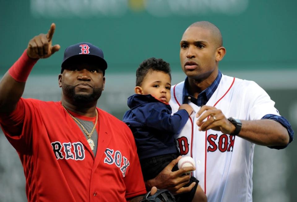 Al Horford stands with fellow Dominican David Ortiz.
