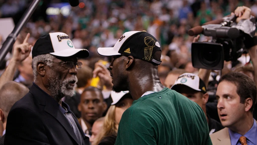 Boston Celtics big men Bill Russell and Kevin Garnett talk defense