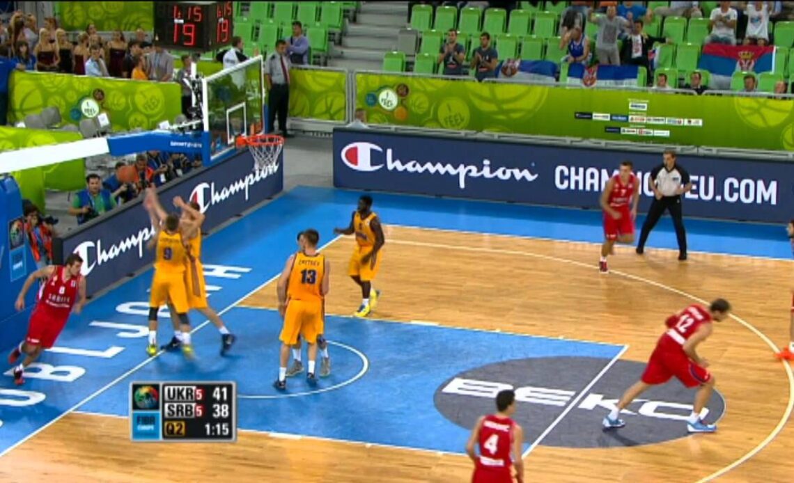 #FIBAEuroBasket - Day 9 Ukraine v Serbia (Play of the Game 1 - BJELICA)