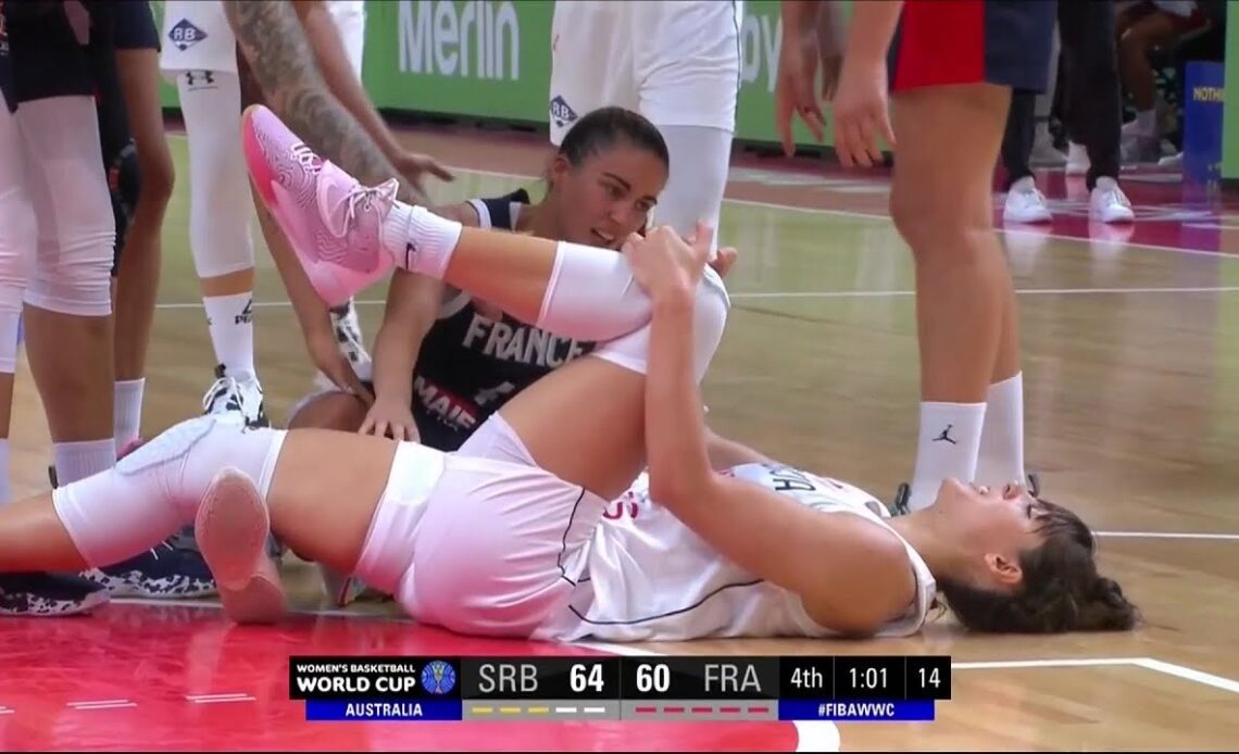 HARD Collision Has 2 Players On The Ground In Pain | Women's World Cup 2022, France vs Serbia