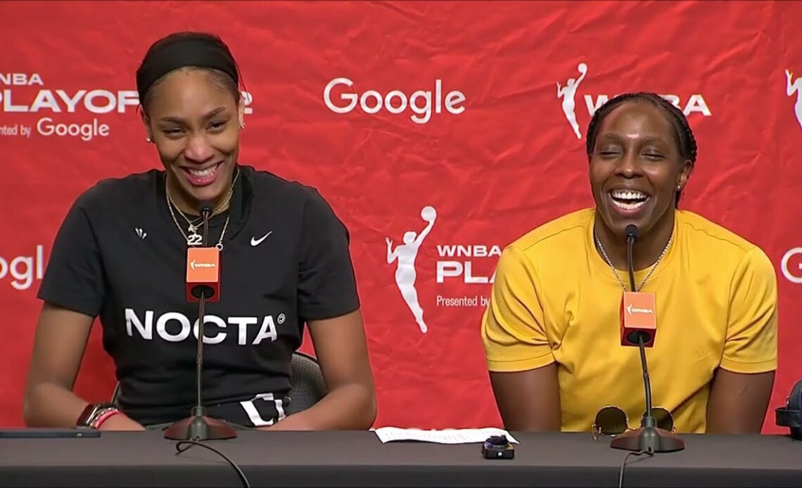 HILARIOUS: A'ja Wilson & Chelsea Gray Can't Stop Laughing | WNBA Playoffs, Las Vegas Aces vs Storm