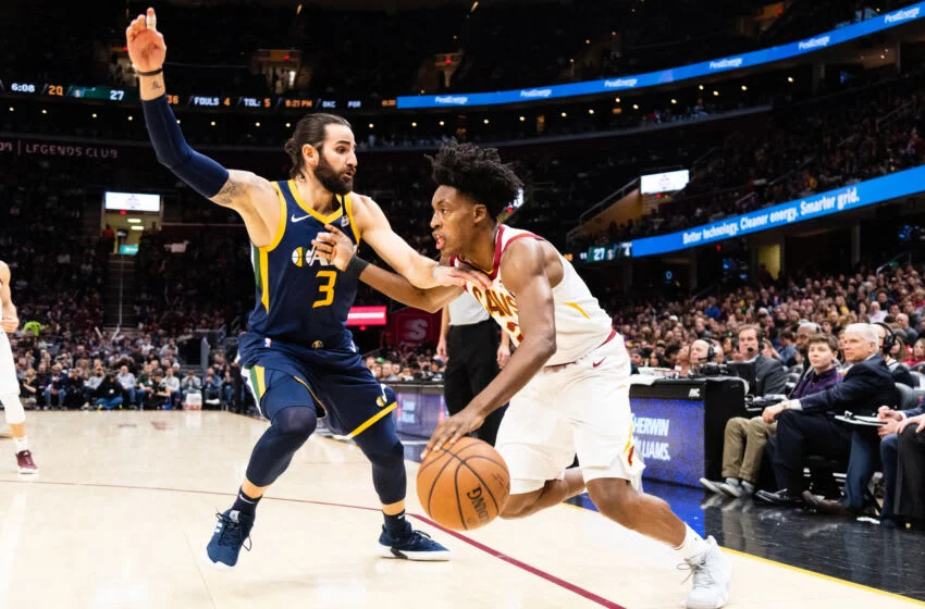 CLEVELAND, OH - JANUARY 4: Collin Sexton #2 of the Cleveland Cavaliers drives around Ricky Rubio #3 of the Utah Jazz during the first half at Quicken Loans Arena on January 4, 2019 in Cleveland, Ohio. NOTE TO USER: User expressly acknowledges and agrees that, by downloading and/or using this photograph, user is consenting to the terms and conditions of the Getty Images License Agreement. (Photo by Jason Miller/Getty Images)