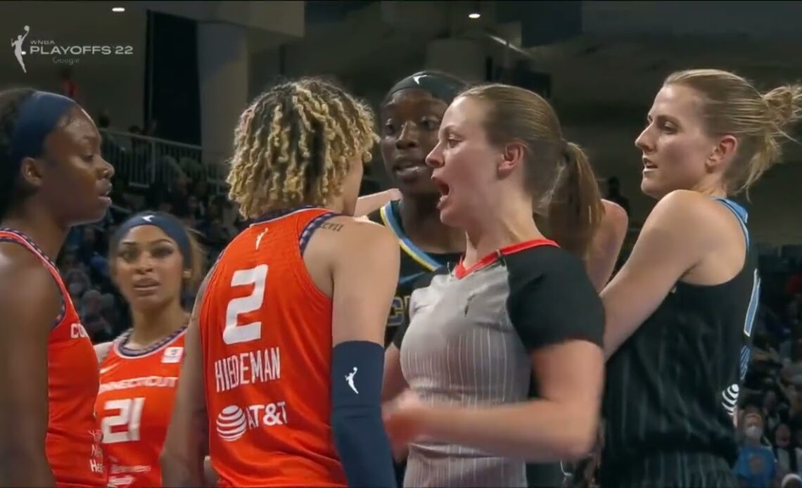 Players SEPARATED After Shove In HEATED Game 2 Semis | WNBA Playoffs, Chicago Sky vs Connecticut Sky