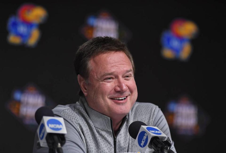 Kansas basketball coach Bill Self helped guide his Jayhawks to the 2022 national championship. (Rich Sugg/The Kansas City Star/Tribune News Service via Getty Images)