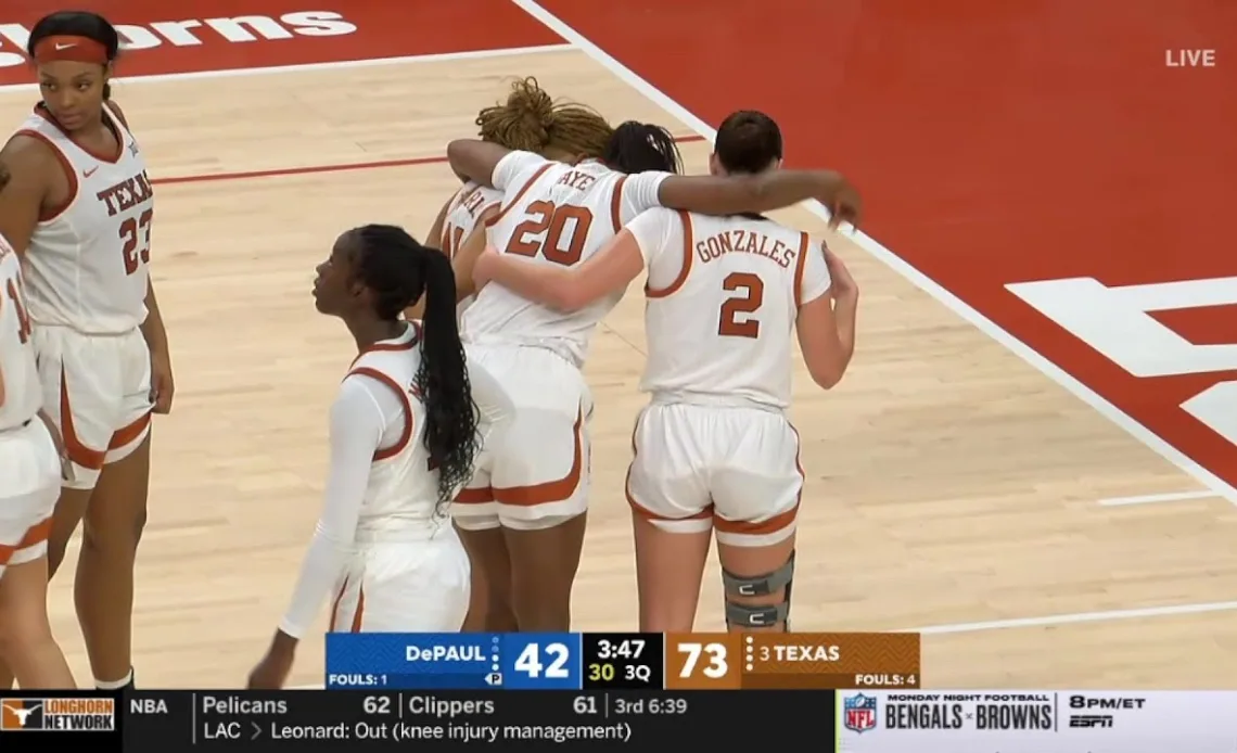 Faye Helped Off Court With Knee Injury During Charity Exhibition Game | #3 Texas Longhorns vs DePaul