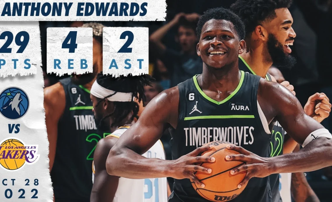 Anthony Edwards Scores 29 Points Against Lakers | October 28, 2022