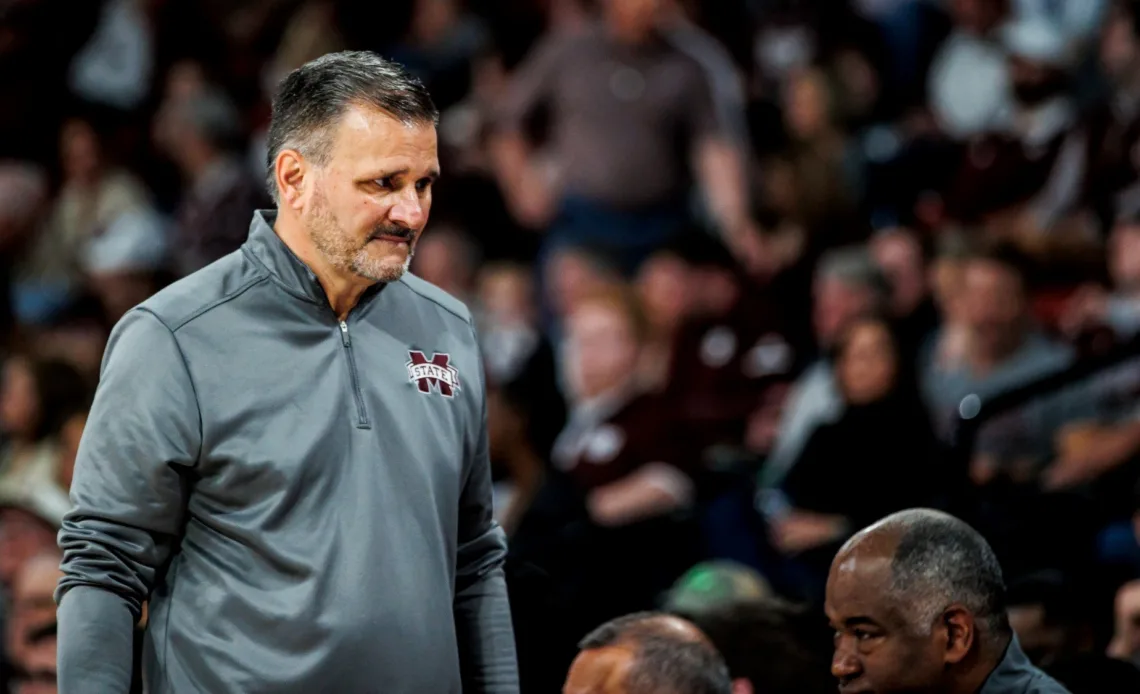 STARKVILLE, MS - January 07, 2023 - Mississippi State Head Coach Chris Jans during the game between the Ole Miss Rebels and the Mississippi State Bulldogs at Humphrey Coliseum in Starkville, MS. Photo By Mike Mattina