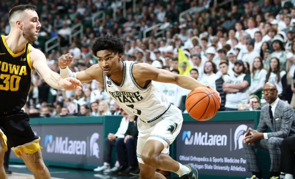 Five in Double Figures as Michigan State Grinds Out Win against Iowa, 63-61