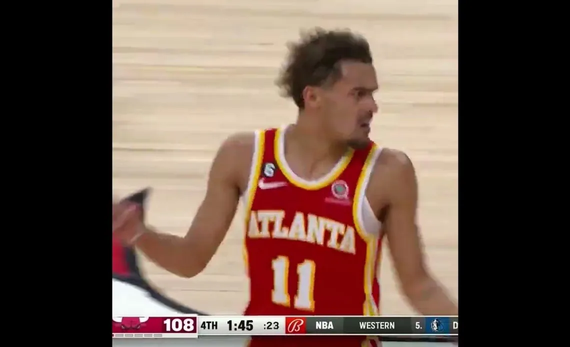 Trae Young accidentally lobs up a no-look FG 😂