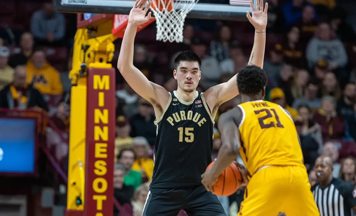 Zach Edey the double-double machine rattles off 24-points and  snags 16 rebounds in No. 3 Purdue's 58-55 win over Maryland