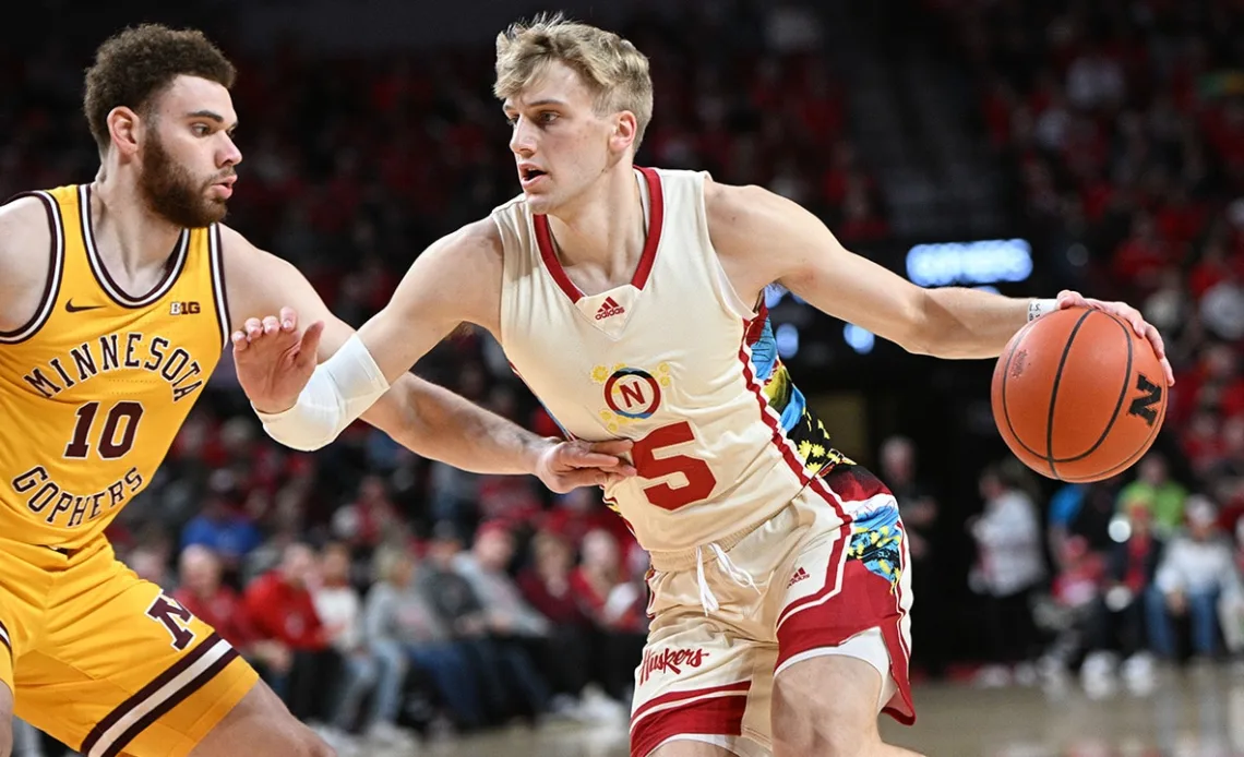 Nebraska's Sam Griesel scores 19 points in the Cornhuskers 78-67 win against Minnesota