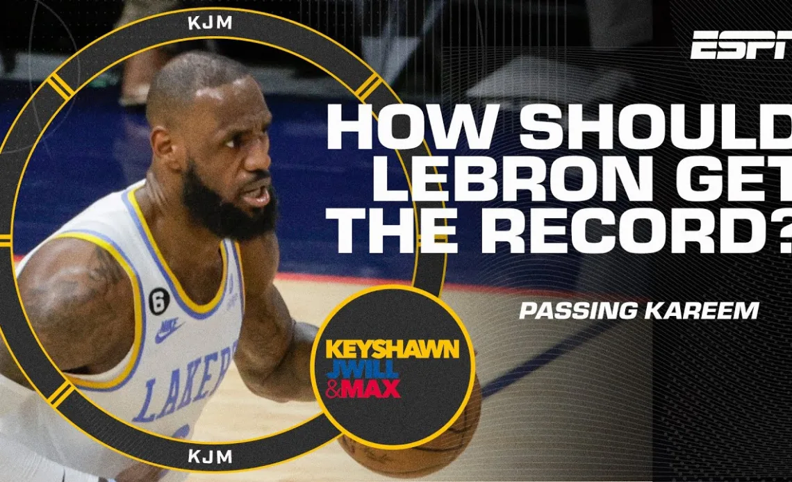 What's the best way LeBron can break Kareem's scoring record? Dunk? Fadeaway? FREE THROW?! 🤨 | KJM