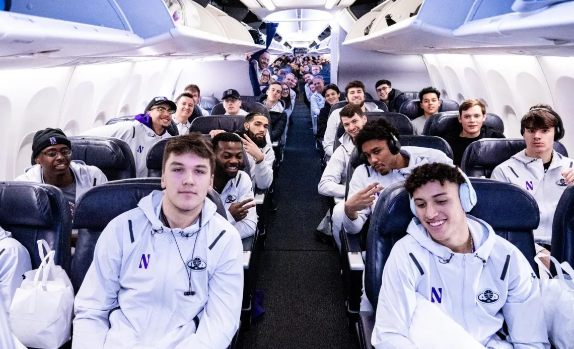 March 14, 2023, Evanston, IL: Northwestern Men’s Basketball departure from O'Hare International Airport in Chicago, Illinois Tuesday, March 14, 2023. (Photo by Ryan Kuttler/Northwestern Athletics)