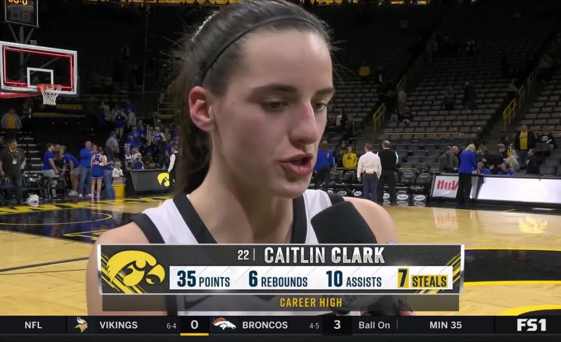 35 For Caitlin Clark In MONSTER Game + 10 Assists, 7 Steals, & 6 Rebs | #2 Iowa Hawkeyes | Interview