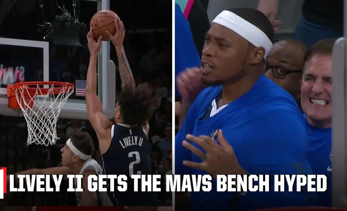 Derrick Lively II's alley-oop gets the Mavs' bench HYPED 😤 | NBA on ESPN