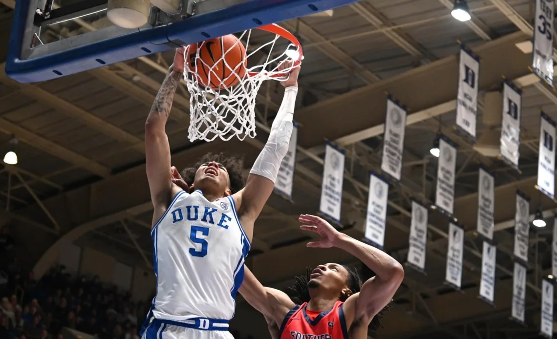 The #9 Blue Devils were tested by the Screaming Eagles in an 80-62 victory