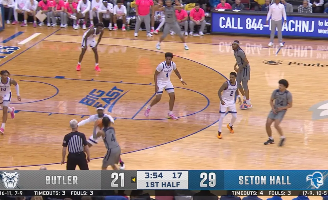 Butler's DJ Davis drains a TOUGH contested 3-pointer vs. Seton Hall