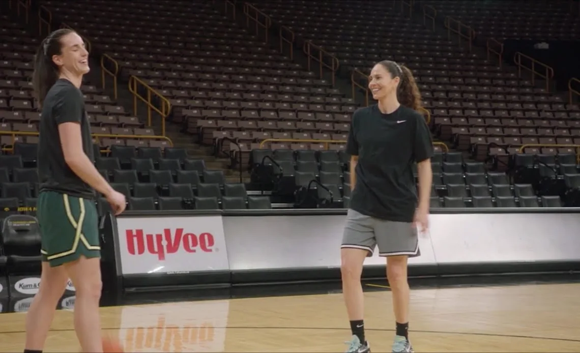 🔥 Caitlin Clark Rebounds For Retired Sue Bird, Who Drills Three Pointers With Ease | Iowa Hawkeyes