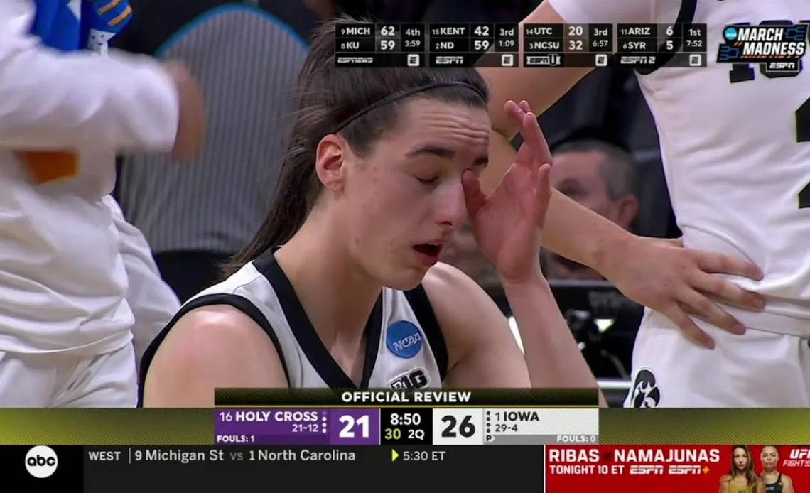 🫣 Caitlin Clark HIT In FACE, Intentional Foul Called | NCAA Tournament, Iowa Hawkeyes vs Holy Cross