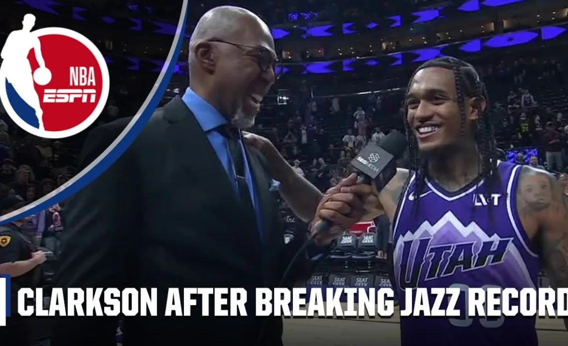 Jordan Clarkson joins Thurl Bailey after breaking the former Jazz franchise record 🙌 | NBA on ESPN