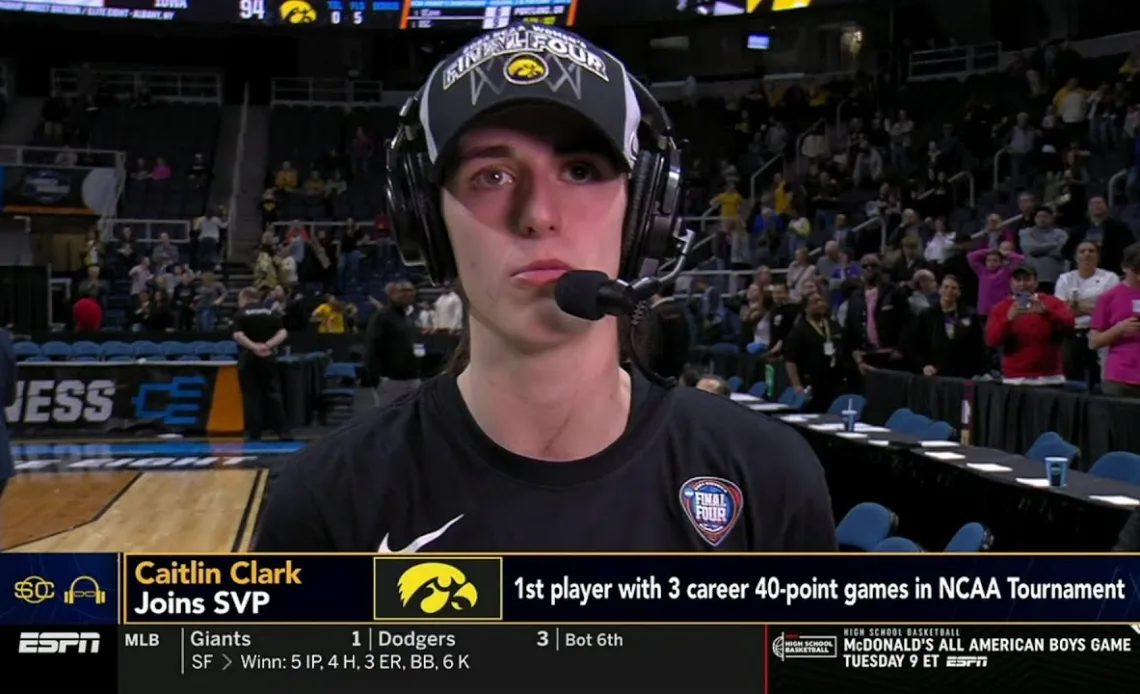 Caitlin Clark Interview After 41 POINTS In Elite 8 To Reach Final 4 | Iowa Hawkeyes vs LSU Tigers